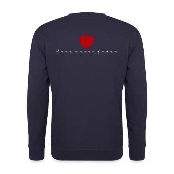 Love never fades - Liebe verblasst nicht - Unisex Pullover - Navy - Hinten - Michal (187cm)