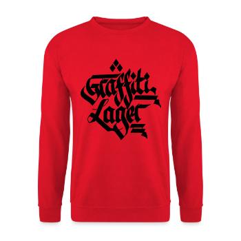 Graffitilager Shirt Druck Ares - Unisex Pullover - Rot - Vorne - Alina (178cm) & Michal (187cm)