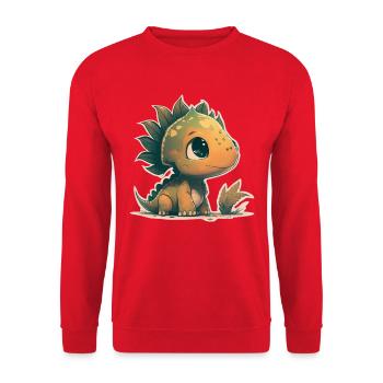 Klein, aber spunky Baby Dino - Unisex Pullover - Rot - Vorne - Alina (178cm) & Michal (187cm)