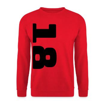 for his 18th birthday - Unisex Sweatshirt - red - Front - Alina (178cm) & Michal (187cm)