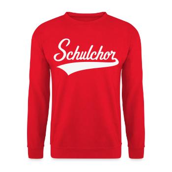 Schulchor (Chor / Musik / Schriftzug / White) - Unisex Pullover - Rot - Vorne - Alina (178cm) & Michal (187cm)