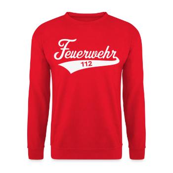 Feuerwehr 112 (Notruf / Feuerwehrmann / White) - Unisex Pullover - Rot - Vorne - Alina (178cm) & Michal (187cm)