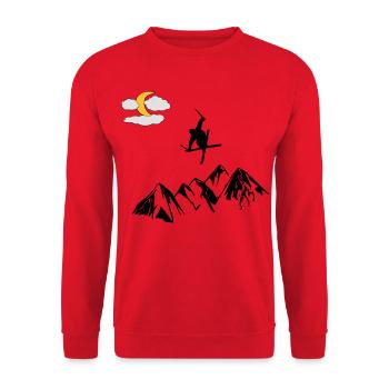 Berg mit Ski Freestyler - Unisex Pullover - Rot - Vorne - Alina (178cm) & Michal (187cm)