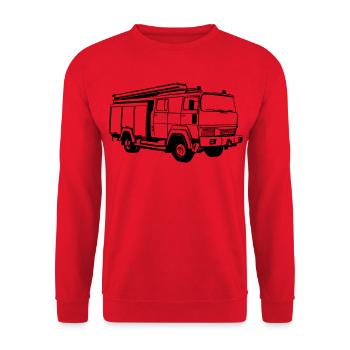 Freiwillige Feuerwehr , Feuerwehrauto , TLF(25) - Unisex Pullover - Rot - Vorne - Alina (178cm) & Michal (187cm)
