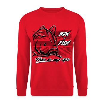 Carpe : born to fish carp - Sweat-shirt Unisexe - rouge - Devant - Alina (178cm) & Michal (187cm)