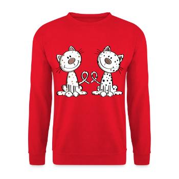 Best Friends Katzen - Katze - Dicke Freunde - Fun - Unisex Pullover - Rot - Vorne - Alina (178cm) & Michal (187cm)