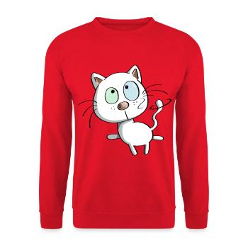 Katze auf Tour - Katzen - Kätzchen - Kitten - Tier - Unisex Pullover - Rot - Vorne - Alina (178cm) & Michal (187cm)