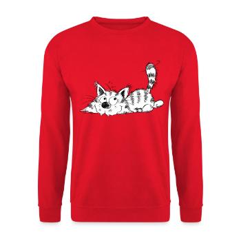 Lustige Kleine Katze - Comic - Unisex Pullover - Rot - Vorne - Alina (178cm) & Michal (187cm)