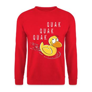 Quack Quack Duckling - Bande dessinée de canard - Sweat-shirt Unisexe - rouge - Devant - Alina (178cm) & Michal (187cm)
