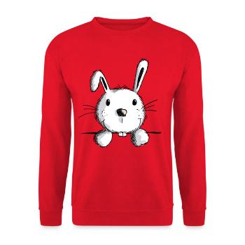 Curious hare - rabbits - rabbits - rabbits - Unisex Sweatshirt - red - Front - Alina (178cm) & Michal (187cm)