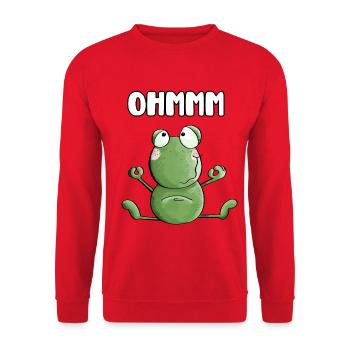 Ohmmm Grenouille - Grenouilles - Crapaud - Yoga - Fitness - Sweat-shirt Unisexe - rouge - Devant - Alina (178cm) & Michal (187cm)