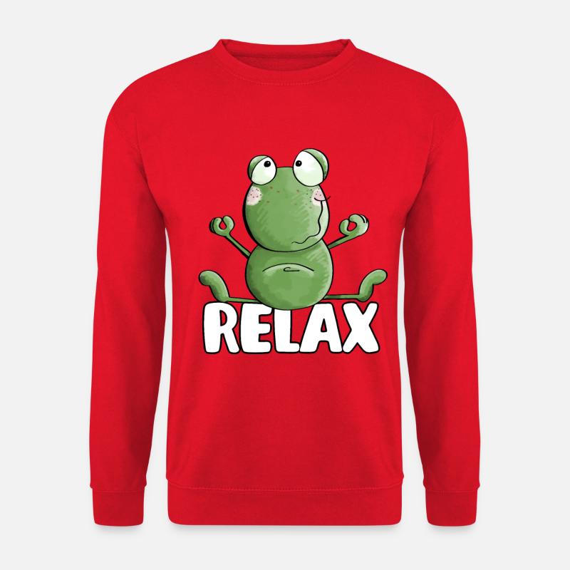 Frog Relaxing Yoga - Frogs - Toad - Quak - Unisex Sweatshirt - red