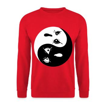 Yin Yang Ghosts I Halloween - Unisex Sweatshirt - red - Front - Alina (178cm) & Michal (187cm)