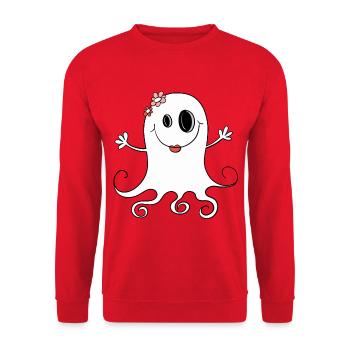 Kleines Mädchen Gespenst I Halloween - Unisex Pullover - Rot - Vorne - Alina (178cm) & Michal (187cm)