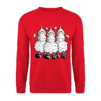"Mc Wool" - sheep t-shirt design - Unisex Sweatshirt - red - Front - Alina (178cm) & Michal (187cm)