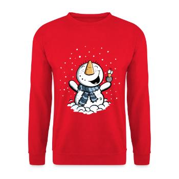 Cadeau de bande dessinée rire de bonhomme de neige I Noël - Sweat-shirt Unisexe - rouge - Devant - Alina (178cm) & Michal (187cm)