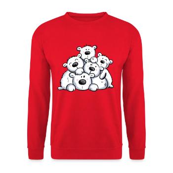 Eisbärhaufen I Eisbär Teddy Kinder Geschenk - Unisex Pullover - Rot - Vorne - Alina (178cm) & Michal (187cm)