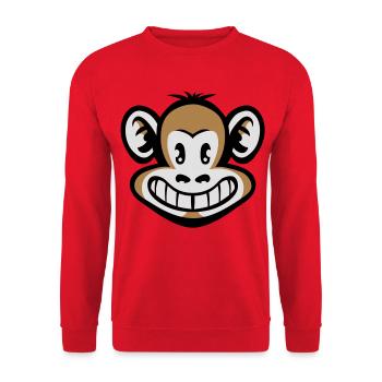 Cartoon Affe flex - Unisex Pullover - Rot - Vorne - Alina (178cm) & Michal (187cm)