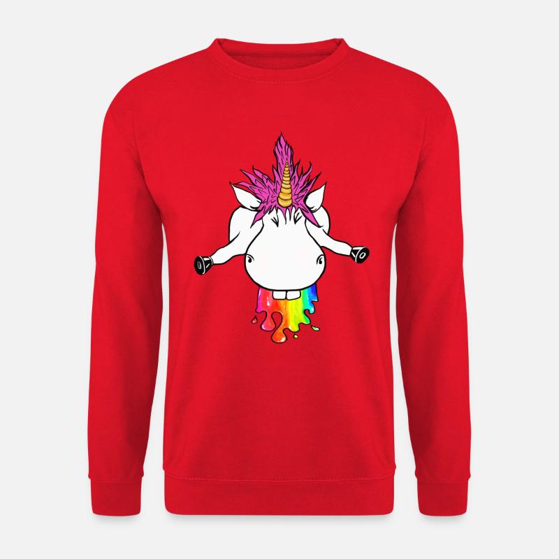 Regenbogen Einhorn Farbklecks Regenbogenkotze - Unisex Pullover - Rot