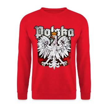 Pologne - Polska - Aigle - Édition Argent - Sweat-shirt Unisexe - rouge - Devant - Alina (178cm) & Michal (187cm)