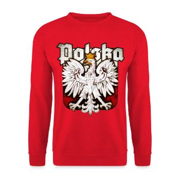 Polen - Polska - Adler - Polnische Flagge - Unisex Pullover - Rot - Vorne - Alina (178cm) & Michal (187cm)