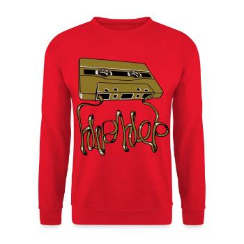 Cassette audio Hip-hop - Sweat-shirt Unisexe - rouge - Devant - Alina (178cm) & Michal (187cm)