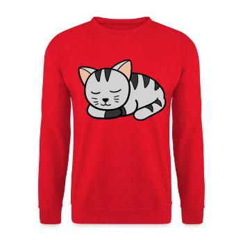 Sleeping Kitten - Unisex Sweatshirt - red - Front - Alina (178cm) & Michal (187cm)
