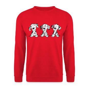 Cadeau de dessin animé drôle de chien chiot dalmatien - Sweat-shirt Unisexe - rouge - Devant - Alina (178cm) & Michal (187cm)