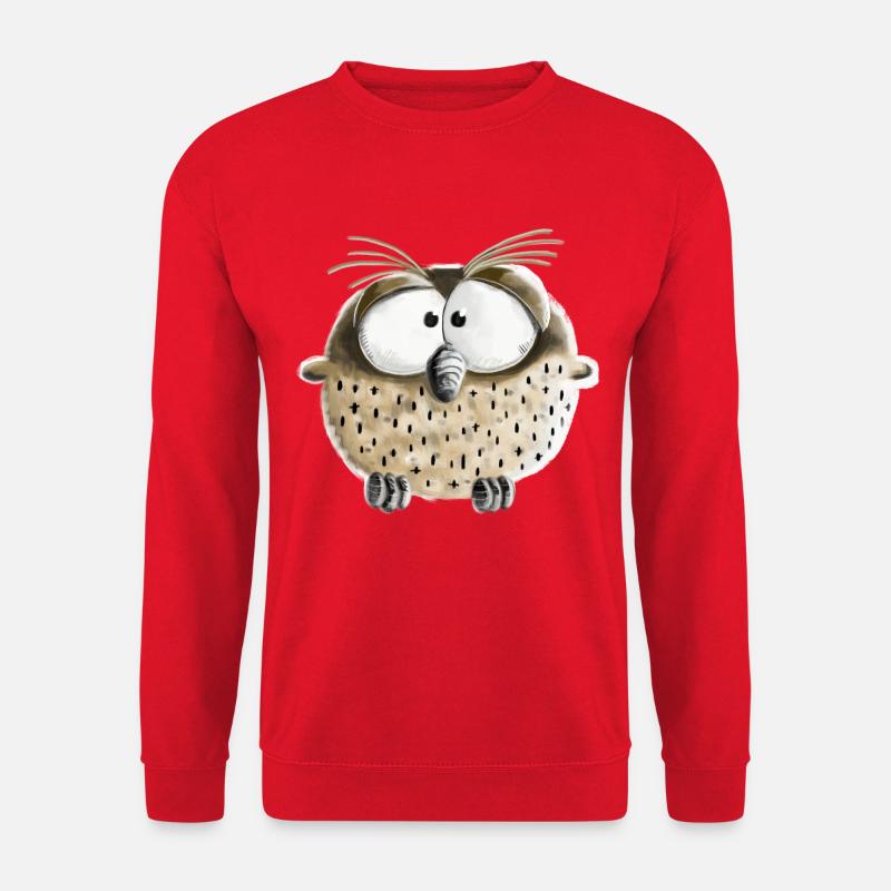 Witzige Eule I Kauz I Vogel I Comic Geschenk - Unisex Pullover - Rot
