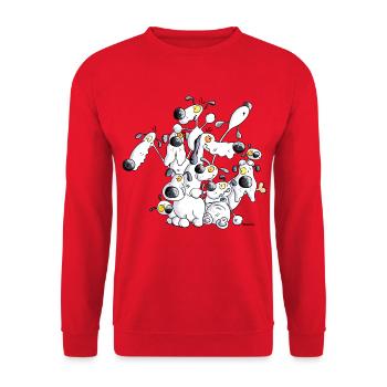 Hundehaufen - Hund - Hunde - Unisex Pullover - Rot - Vorne - Alina (178cm) & Michal (187cm)