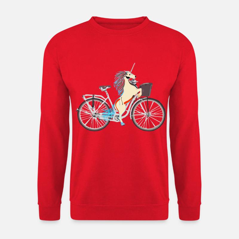Einhorn auf Fahrrad - Unisex Pullover - Rot