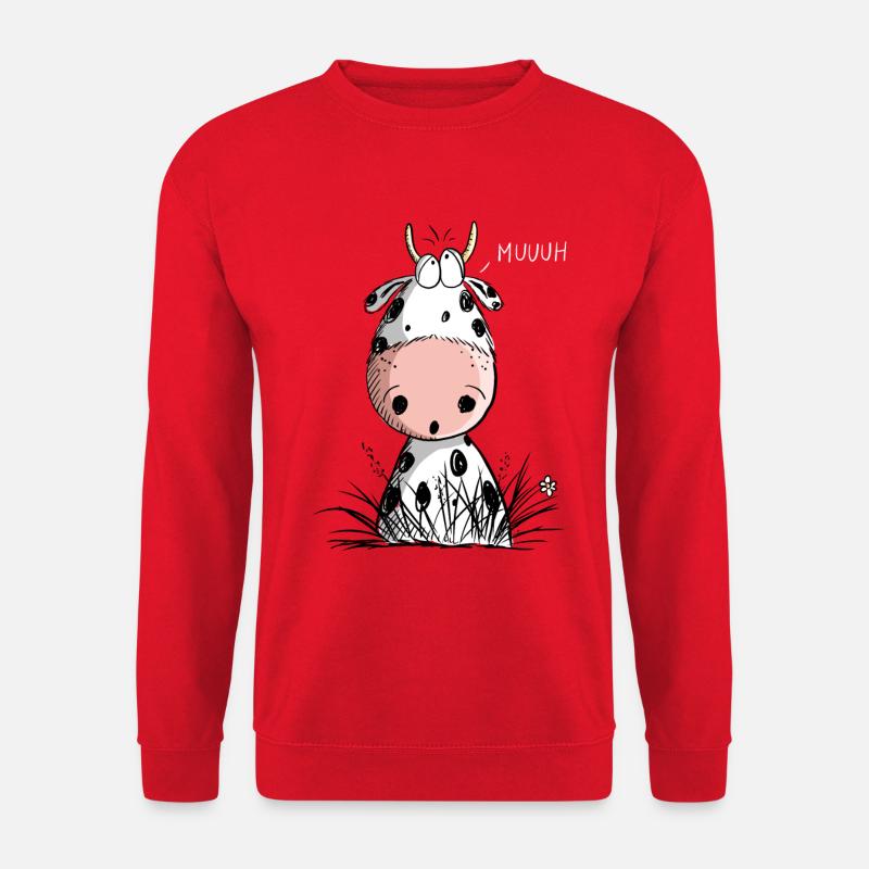 Komische Muh Kuh I Rind Comic I Geschenk - Unisex Pullover - Rot