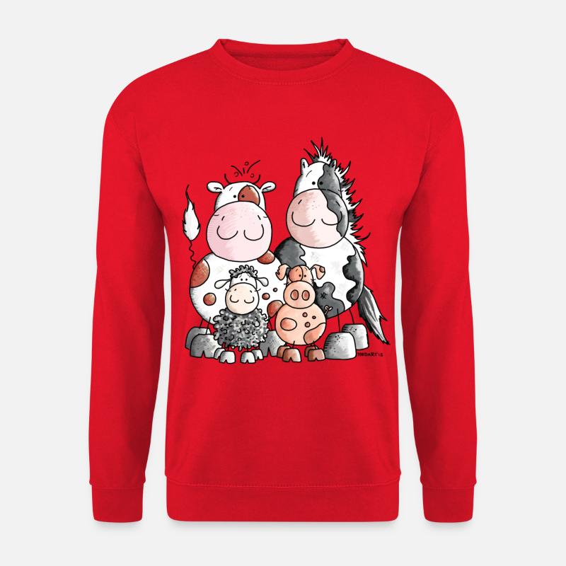 Lustige Bauernhoftiere - Tiere - Unisex Pullover - Rot