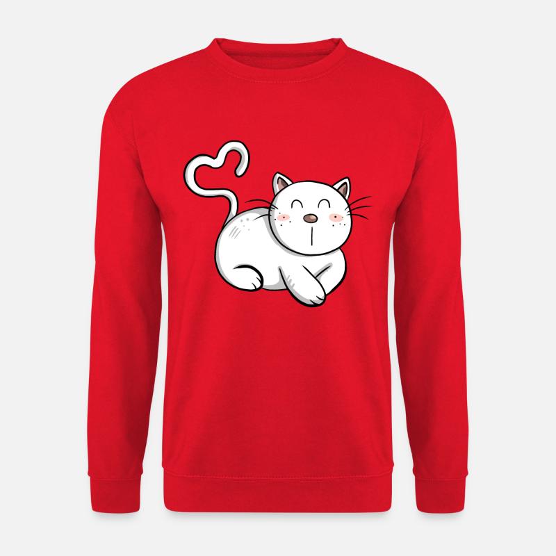 Cat Love I Katzenfreund Geschenk I Katze Comic - Unisex Pullover - Rot