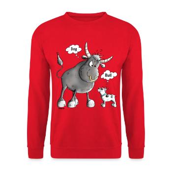 Drôle Bouledogue français bande dessinée - Comique - Sweat-shirt Unisexe - rouge - Devant - Alina (178cm) & Michal (187cm)