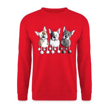 Three French Bulldogs - Bulldog - Dog - Unisex Sweatshirt - red - Front - Alina (178cm) & Michal (187cm)