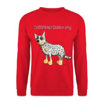 Glücklicher Australian Cattle Dog - Hund - Unisex Pullover - Rot - Vorne - Alina (178cm) & Michal (187cm)