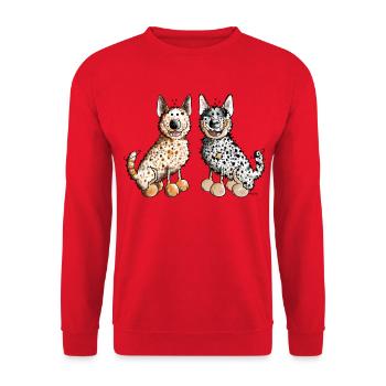 Deux Australian Cattle Dogs - Bouvier Australien - Sweat-shirt Unisexe - rouge - Devant - Alina (178cm) & Michal (187cm)