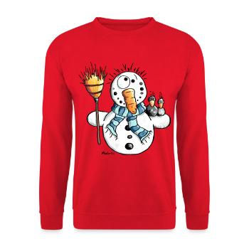 Drôle Bonhomme De Neige - Sweat-shirt Unisexe - rouge - Devant - Alina (178cm) & Michal (187cm)