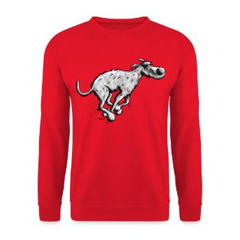 Sportlicher Irischer Wolfshund - Unisex Pullover - Rot - Vorne - Alina (178cm) & Michal (187cm)