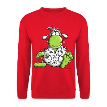Frosch im Schaffell - Unisex Pullover - Rot - Vorne - Alina (178cm) & Michal (187cm)