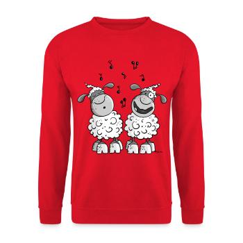 Musikalische Schafe - Unisex Pullover - Rot - Vorne - Alina (178cm) & Michal (187cm)