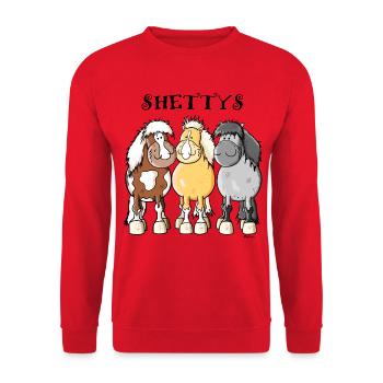 Shetlandpony Trio - Unisex Pullover - Rot - Vorne - Alina (178cm) & Michal (187cm)