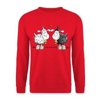 Schafe in Love - Unisex Pullover - Rot - Vorne - Alina (178cm) & Michal (187cm)