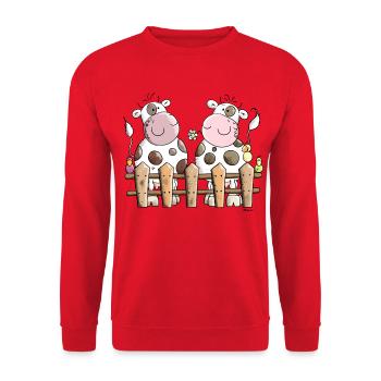 Kuh Duo - Unisex Pullover - Rot - Vorne - Alina (178cm) & Michal (187cm)