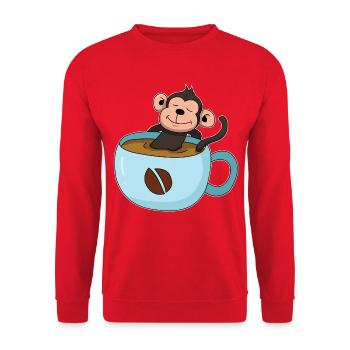 Coffee Cup - Coffee Monkey Mug - Design - Unisex Sweatshirt - red - Front - Alina (178cm) & Michal (187cm)