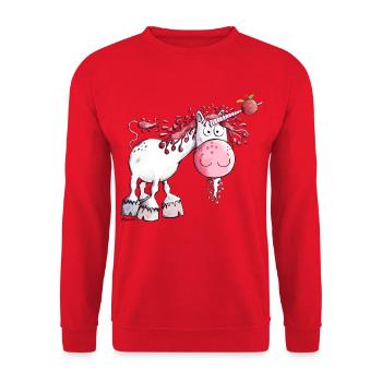 Goldiges Einhorn - Unisex Pullover - Rot - Vorne - Alina (178cm) & Michal (187cm)