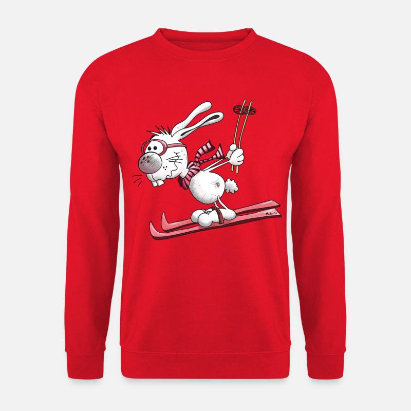 Hase auf der Piste - Unisex Pullover - Rot