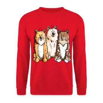 Das Islandhund Team - Unisex Pullover - Rot - Vorne - Alina (178cm) & Michal (187cm)