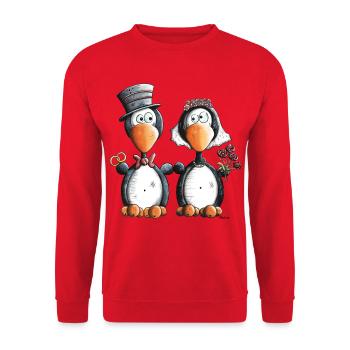 Penguin Wedding - Unisex Sweatshirt - red - Front - Alina (178cm) & Michal (187cm)